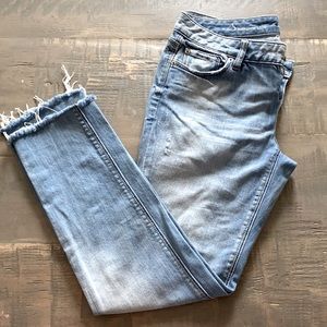 LOFT slightly distressed slim jeans light wash